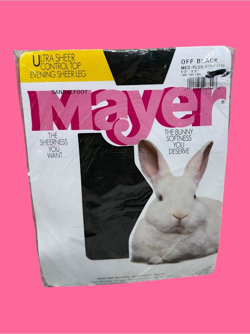 Vintage Mayer Ultra Sheer Control Top Pantyhose Off Black Medium Plus